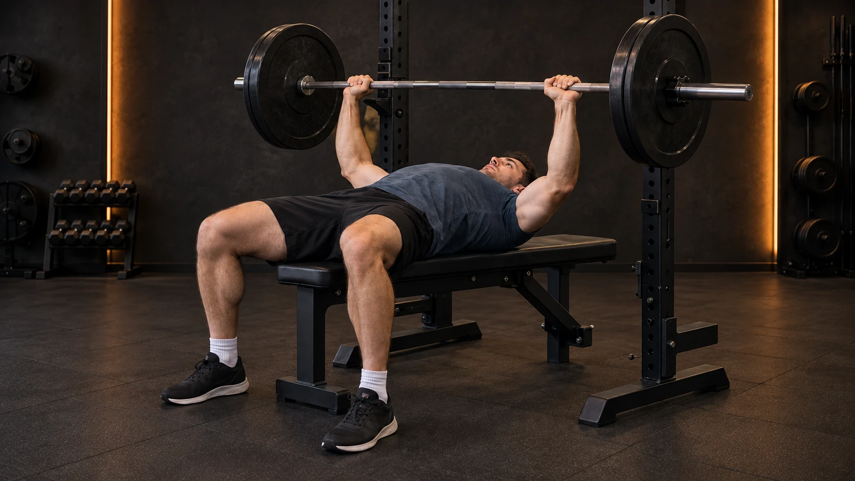 Barbell bench press exercise illustration